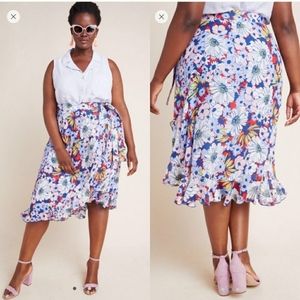 NWT Anthropologie Sybil Floral Wrap Skirt